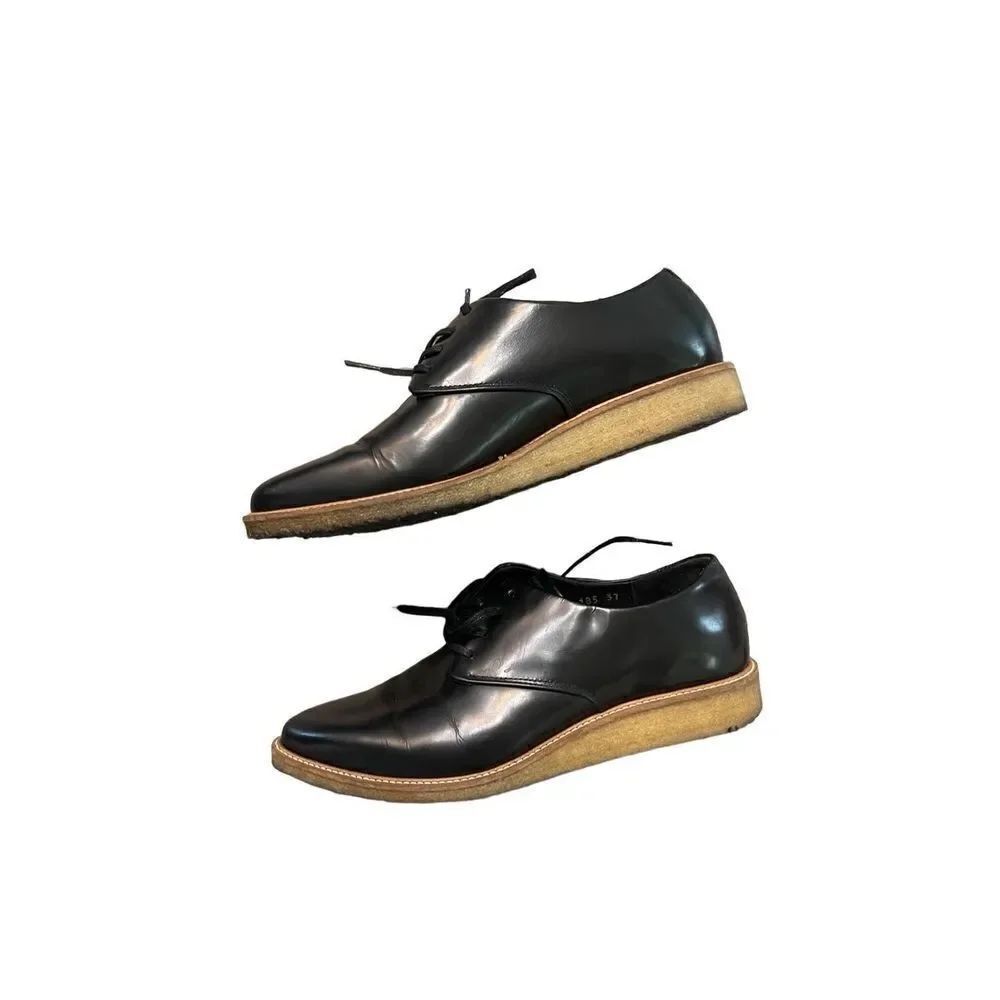 Royal Republic womens Black Classic Leather Slide Oxford Dress Shoes Size 6.5